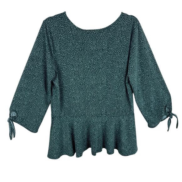 Banana Republic Green Speckled Peplum Blouse Large - Picture 2 of 6